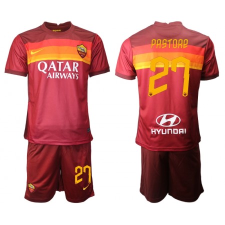 Billiga Fotbollströjor AS Roma Javier Pastore 27 Barn Hemma tröja 2020/21 Kortärmad